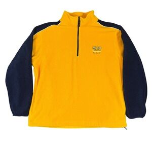 Ron Jon Surf Shop Fleece Pullover Yellow Navy Blue 1/4 Zip Mens XL Cocoa Beach